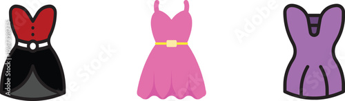 fashion dress, vector illustration of fashion clothes, set of clothes, 