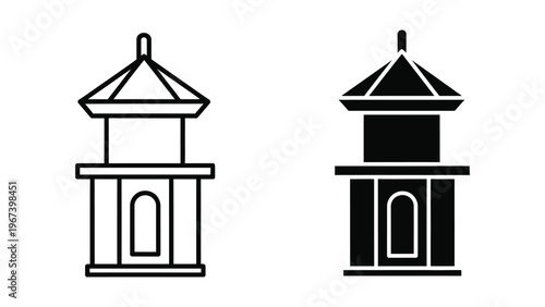 Comparison of a white and black architectural pavilion structure designs