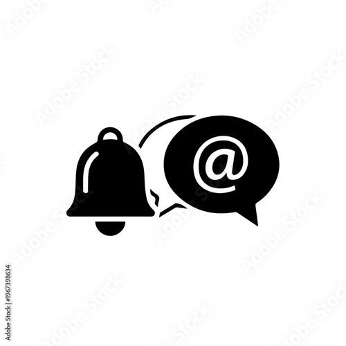 Notification icon with email symbol and speech bubble, bell for alert message