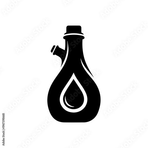 Abstract illustration of a drop of liquid falling into a stylish bottle