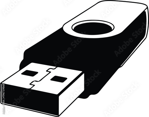 Silhouette USB flash drive data storage memory icon technology design vector
