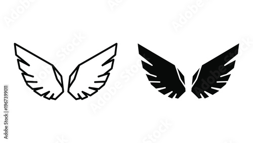 Contrasting designs of stylized wings with different fill patterns