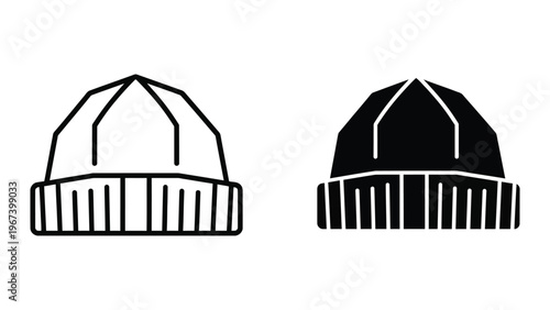Comparison of a traditional and a filled-in stylized bishop's hat illustration