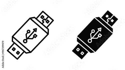 Two usb flash drives with different data transfer direction icons