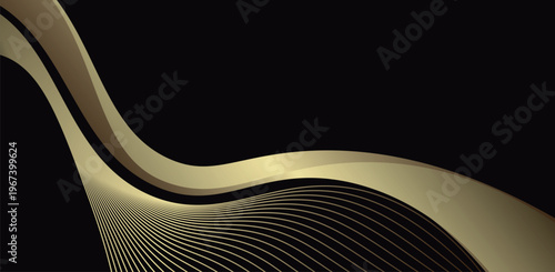 Luxury Black Gold Wave Background With Elegant Flowing Lines