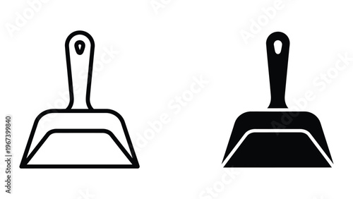 Contrasting black and white dust pans with different fill styles