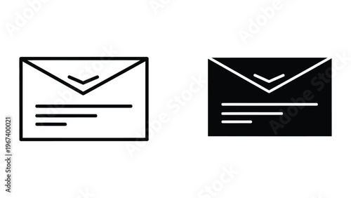 Contrast between an open envelope icon in white and black color schemes