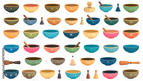 Colorful Mortars and Pestles Kitchen Utensils.