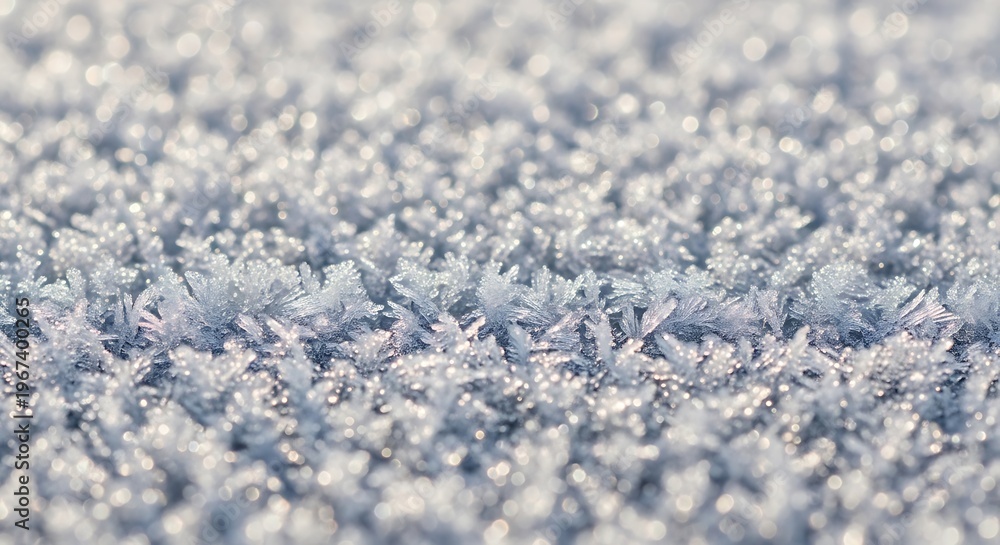 Obraz premium Delicate Frost Crystals Displaying Textural Patterns on Cold Winter Surface