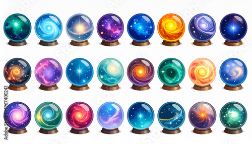 Colorful Crystal Balls on Stands.
