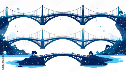 Multiple Suspension Bridges Illustration Design.