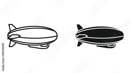 Comparison of a light and a dark airship design in sketch form