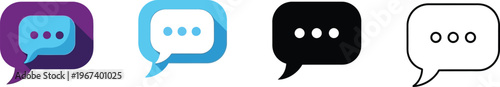 Modern vector speech bubble icons with ellipsis designed in various styles perfect for messaging apps online chat and user interface design