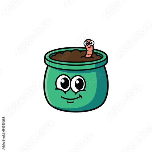 Compost Bin Mascot Vector Graphic
