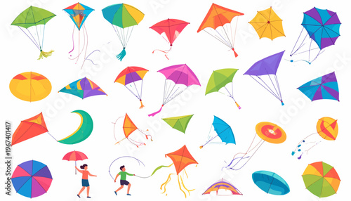 Colorful Kites and Children Flying High.