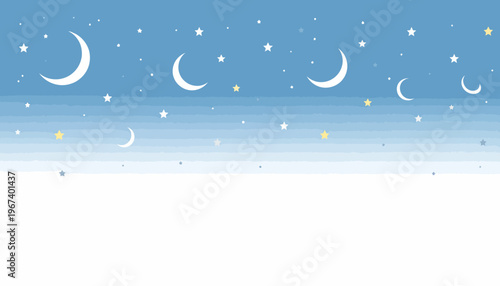 Crescent Moon Phases in Night Sky.