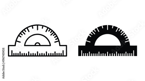 Two different protractor designs for measuring angles in geometric diagrams