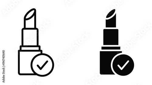 Comparison of lipstick styles with positive confirmation icons