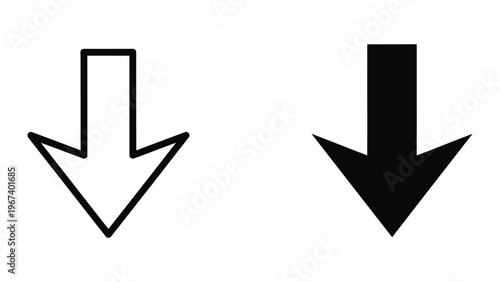 Comparison of two different styles of downward-pointing arrows in graphic design