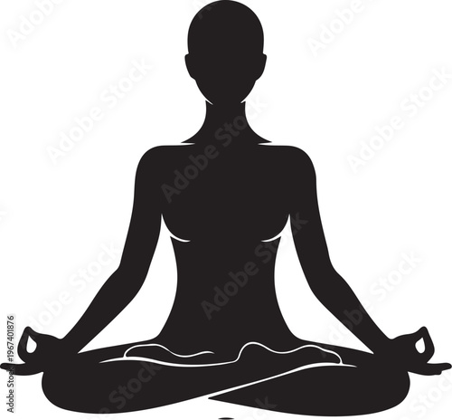 Black silhouette of woman sitting in lotus position 4