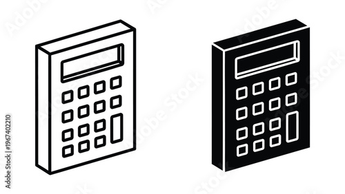 Two different styles of basic pocket calculators displayed side by side in monochrome