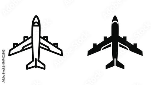 Comparison of two different aircraft silhouettes from a top-down perspective