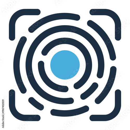 Vector-style digital fingerprint pattern featuring smooth curves and a central core