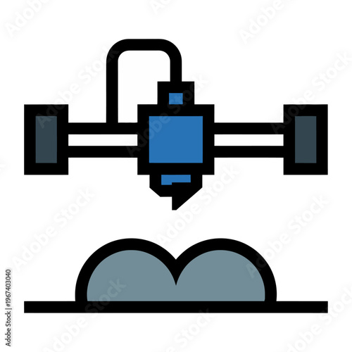 Vector of a robotic device with robotic arms performing a task