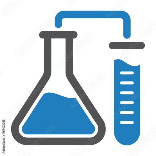 Vector of a laboratory flask with a hooked tube connected to a graduated cylinder