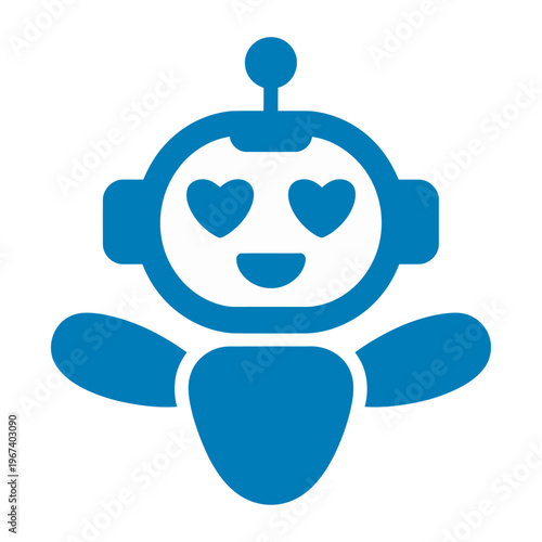 Foto Cute robot vector with a smiling face and heart-shaped eyes conveying friendline