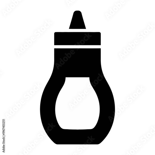 Vector of a classic squeeze ketchup bottle with a pointed nozzle for dispensing condiment in a kitchen or dining setting