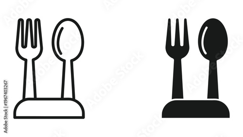 Contrasting visual styles of cutlery sets with different fill colors