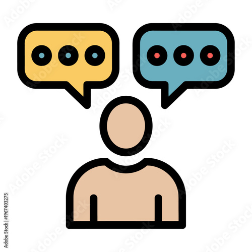 Vector of a person engaging in a conversation with speech bubbles indicating dialogue