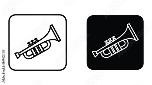 Contrasting trumpet icons on different backgrounds for visual comparison