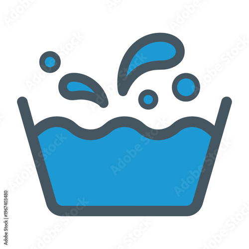 Vector of water splashing into a container indicating liquid movement