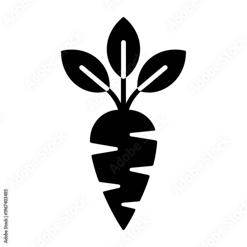 Vector of a stylized carrot with leaves in a minimalist design style