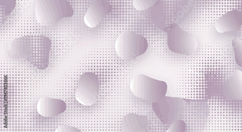 Abstract background features smooth, light purple amoeba-like shapes floating over a subtle halftone dot pattern, creating a modern and ethereal visual texture for digital designs.