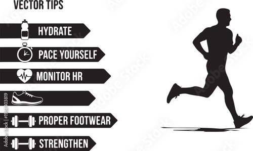 Silhouette of man running with tips for exercise jogging