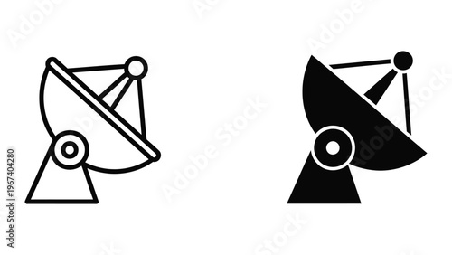 Comparison of a traditional and modern satellite dish design with structural supports
