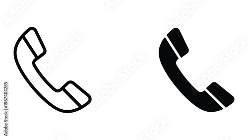 Two contrasting telephone receiver icons in black and white outline styles.