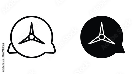 Comparison of two versions of a logo featuring a stylized three-bladed propeller symbol