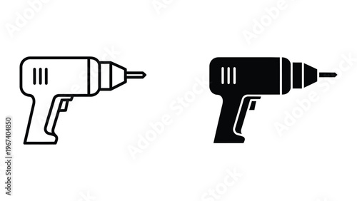 Contrast between a white and black outline power drill icon design