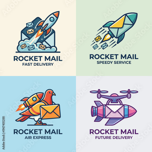 This image showcases a vibrant and dynamic rocket delivering mail, symbolizing efficient and speedy delivery services in a modern, digitalized world.