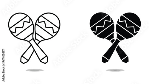 Contrasting marimba or maracas designs in black and white illustration style
