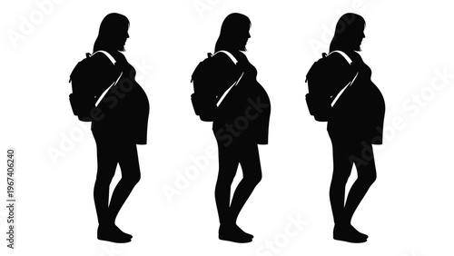 Silhouette series depicting a woman s changing body throughout her pregnancy