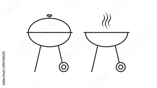 Grill icons in a simple black outline style, representing cooking and outdoor dining on a white background.