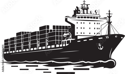 Modern cargo container ship vector illustration for global shipping logistics