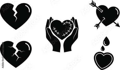 heart shapes in different conditions and emotions