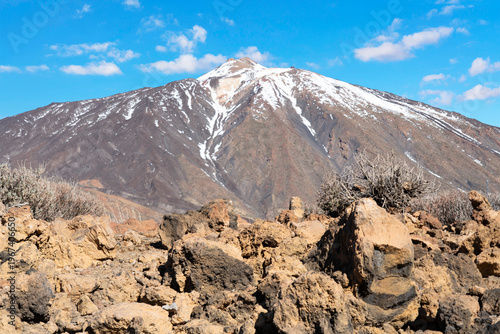 Teide volcano with snow, Tenerife, Canary islands, Spain