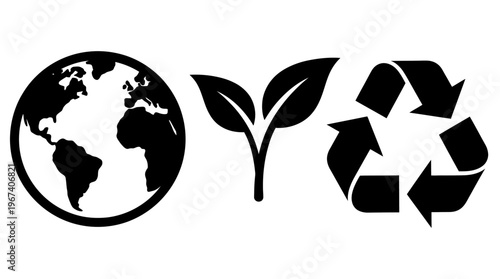 Global environmental protection and recycling symbols